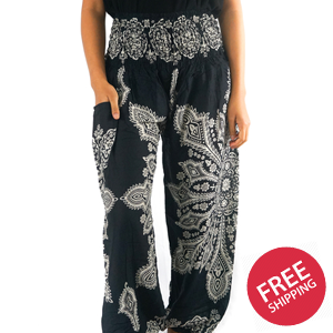 Black Butterfly Women Boho & Hippie Harem Pants