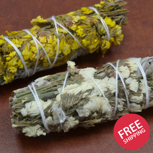 White & Yellow Sinuata Sage Bundle Smudge