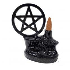 Pentagram back flow incense burner 5"