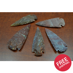 5 Pcs Assortment Agate Stone Spear Arrowhead Points