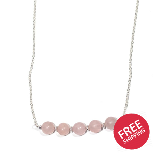 Rose Quartz Bead Bar Necklace