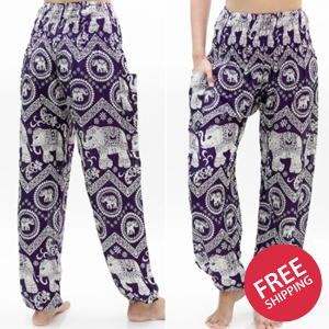 Purple ELEPHANT Women Boho & Hippie Harem Pants