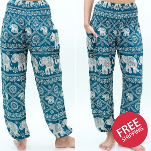 Teal ELEPHANT Women Boho & Hippie Harem Pants