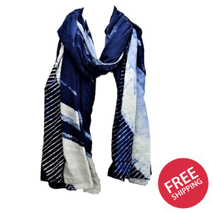 Serenity Indigo Dyed Long Scarf