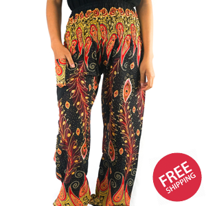 Black Peacock Women Boho & Hippie Harem Pants