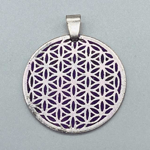 Flower of Life silver toned brass amulet 1 1/2"