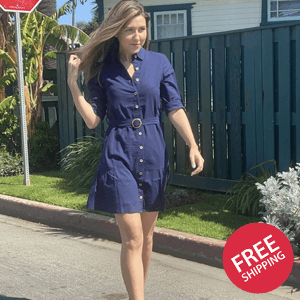 DELFINA SHIRT DRESS - NAVY