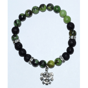 Chrysoprase/ Lava with Green Man Bracelet 8mm