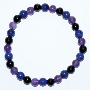 Amethyst Lapis Black Tourmaline Bracelet 6mm - Bracelets &