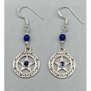 Sterling Silver Lapis Lazuli Pentagram earrings 16mm