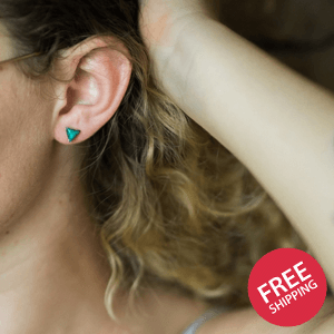 Mountains of Earth Tiny Triangle Turquoise Stud Earrings