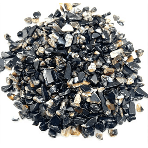 Agate, Black tumbled chips 5-12mm 1 lb
