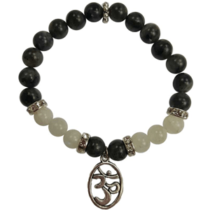 Labradorite / Rainbow Moonstone with Om Bracelet 8mm