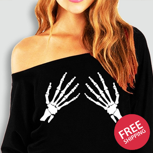 Skeleton Hands Halloween Slouchy Sweatshirt
