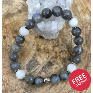 Blue Flash Labradorite & Rainbow Moonstone Stretch Bracelet!