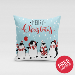 Jolly Penguins Pillow Cover