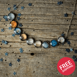 Curved Solar System Necklace in Silver