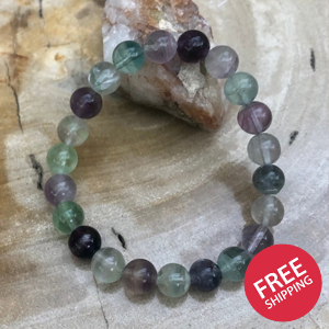 Rainbow Fluorite Stretch Bracelet! Natural & Handmade