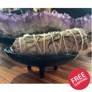 4" Cast Iron Smudge dish with Sage Bundle