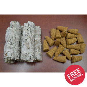 5 Pcs White Sage Bundles 4" + 20 Palo Santo Cones