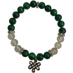 Synthetic Malachite / Clear Quartz with Celtic Knot sign 8mm