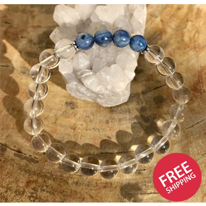 Blue Kyanite & Crystal Quartz Stretch Bracelet! Genuine Stones!