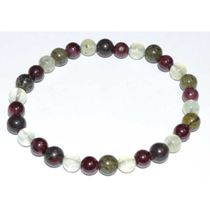 Jasper, Dragon Blood, Garnet & Prehnite Bracelet 6mm