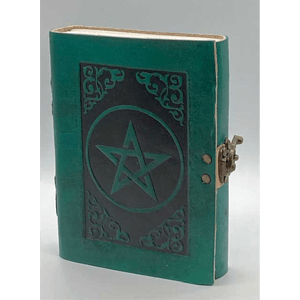 Green Pentagram leather blank journal w/ latch