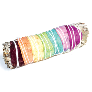 White Sage 7 Chakra colors Smudge Stick 4"