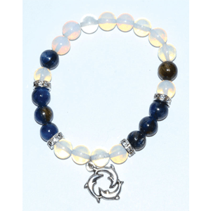 Opalite/ Kyanite with Dolphins Bracelet 8mm