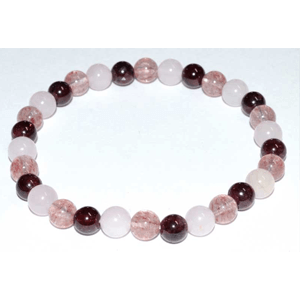 Rose Quartz, Strawberry Quartz & Garnet  Bracelet 6mm