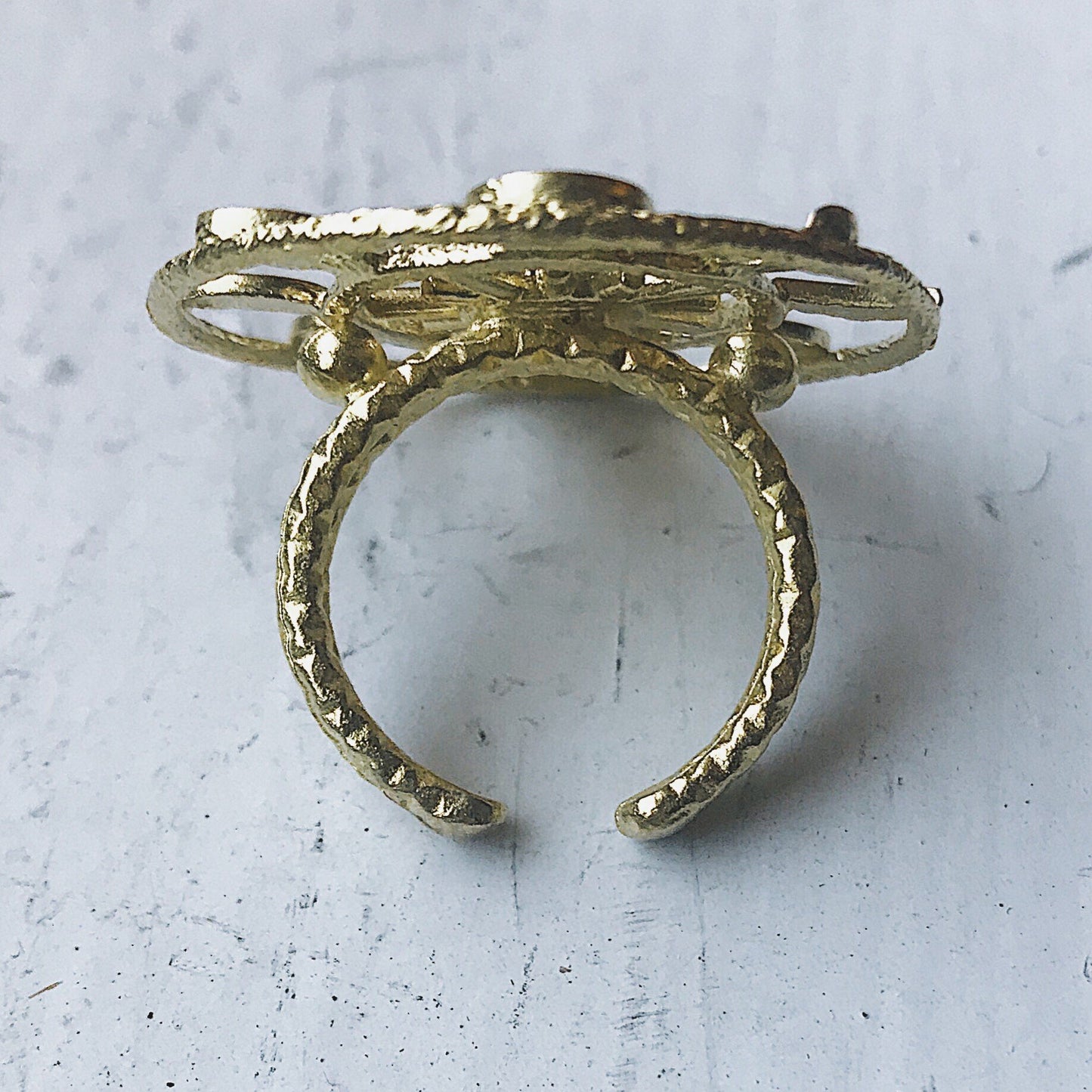 Large Gold Moon Phase Statement Cocktail Ring