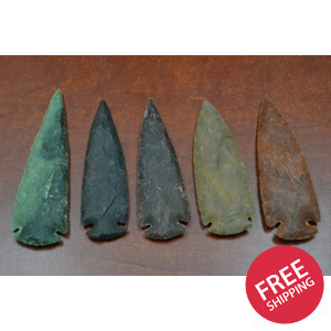 Hand Carved Agate Stone Arrowheads 5 Pcs