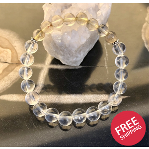 Citrine Rutilated & Crystal Quartz Stretch Bracelet! Genuine Crystals!