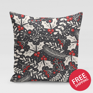 Holly Leaves Pillow Cover