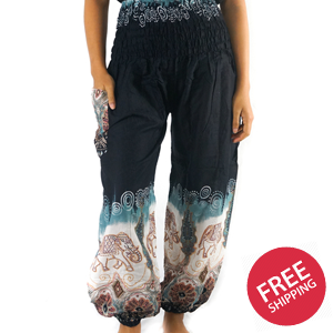 Black ELEPHANT Women Boho & Hippie Harem Pants