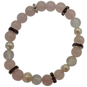 Rose Quartz / Clear Quartz / Perl Bracelet 8mm