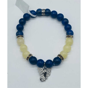 Lapis Lazuli, Honey Jade, Ganesha bracelet 8mm