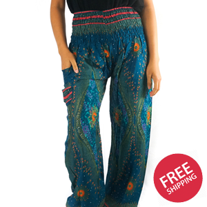 Teal PEACOCK Women Boho & Hippie Harem Pants