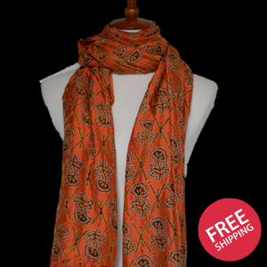 Limited edition - Embroidered Handwoven silk scarf