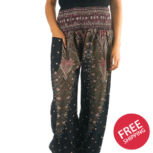 Brown Pink PEACOCK Women Boho & Hippie Harem Pants