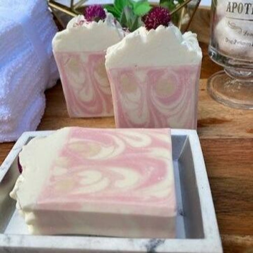 Berry Clean Cherry Bomb Cold Process Soap with Flower embed