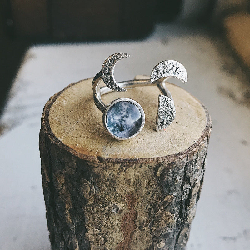 Moon Phase Sculpture Ring - Rings