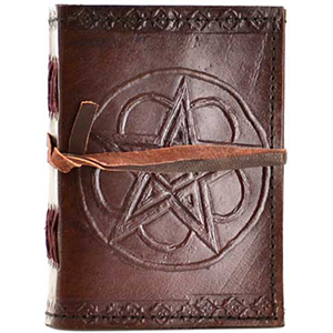 Pentagram Leather Blank Journal w/ Cord - Wiccan Place