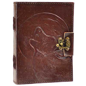 Wolf Moon leather blank book w/ latch - Wiccan Place
