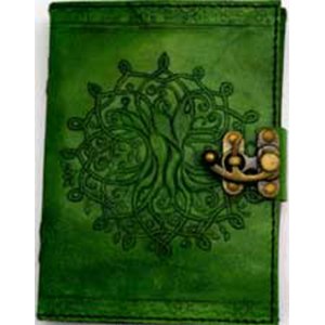 Green Tree of Life Leather Blank Journal w/ Latch 5" x 7" - Wiccan Place
