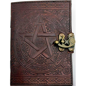 Brown Pentagram Leather Journal w/ Latch 5" x 7" - Wiccan Place