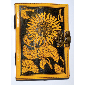Sunflower leather blank book w/ latch - Wiccan Place