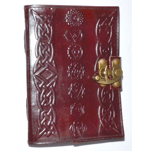 Chakra leather blank book w/ latch - Wiccan Place