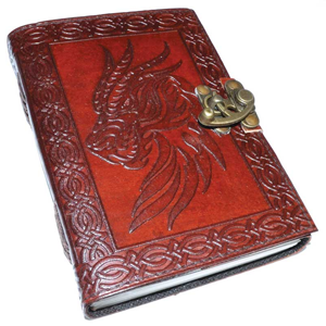 Celtic Dragon leather blank book w/ latch - Wiccan Place